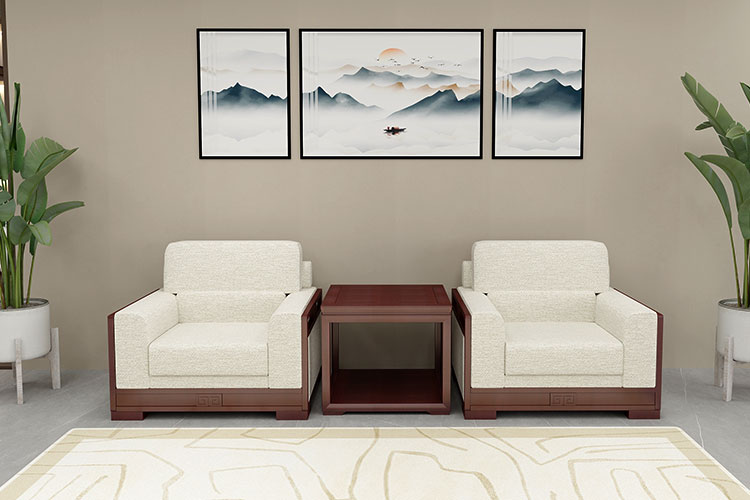 5868接待沙发，新中式实木接待沙发