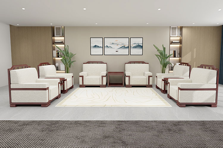 5866接待沙发，实木高靠背接待沙发，实木接待沙发