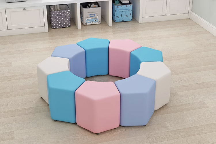 DZ-钻石凳，幼儿园早教中心大厅休息区异形创意软包沙发凳组合