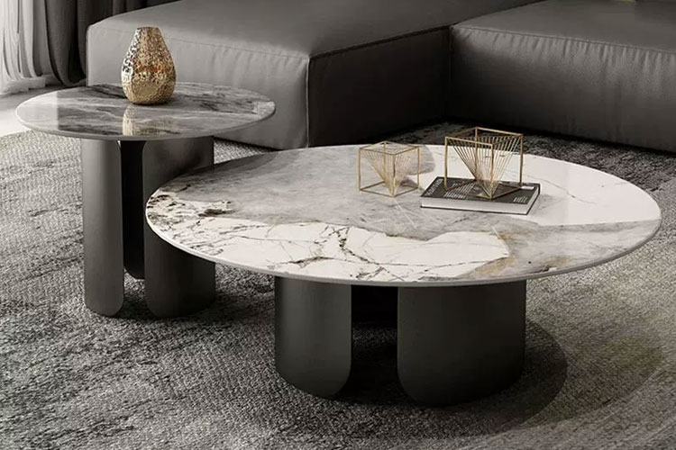 C2035B，不锈钢意式轻奢创意圆型茶几组合