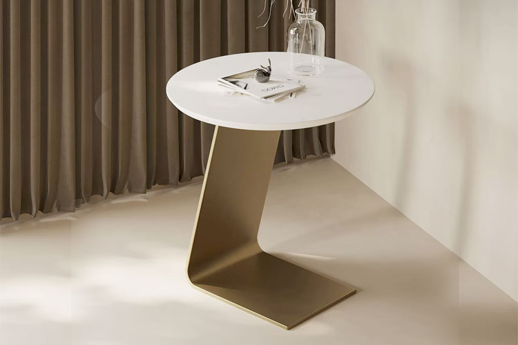 E2350艺术茶几，意式轻奢岩板边几会客区茶几