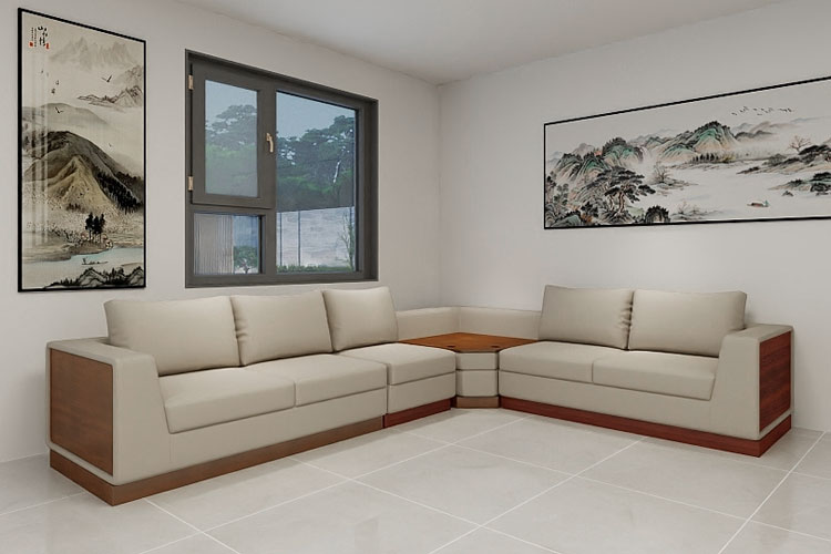 2406#沙发，现代转角组合沙发带茶几无线充电办公沙发