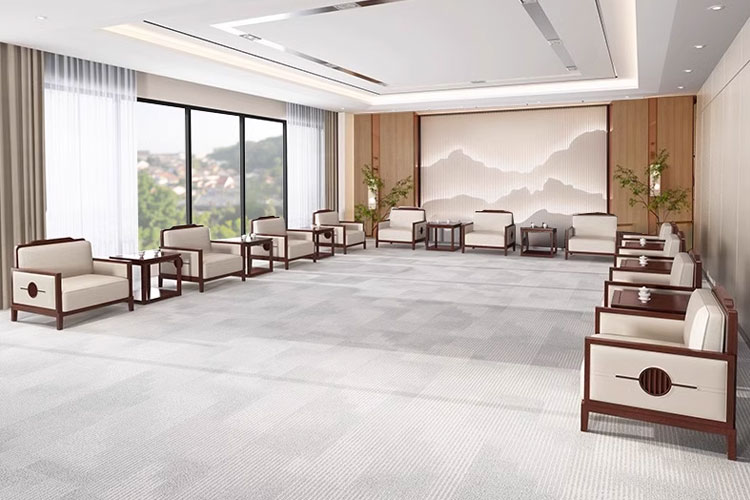 2314#新中式接待沙发，实木接待室沙发