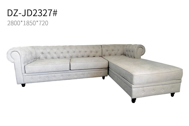 DZ-JD2327#贵妃沙发，酒店沙发三人贵妃沙发美式公寓转角沙发